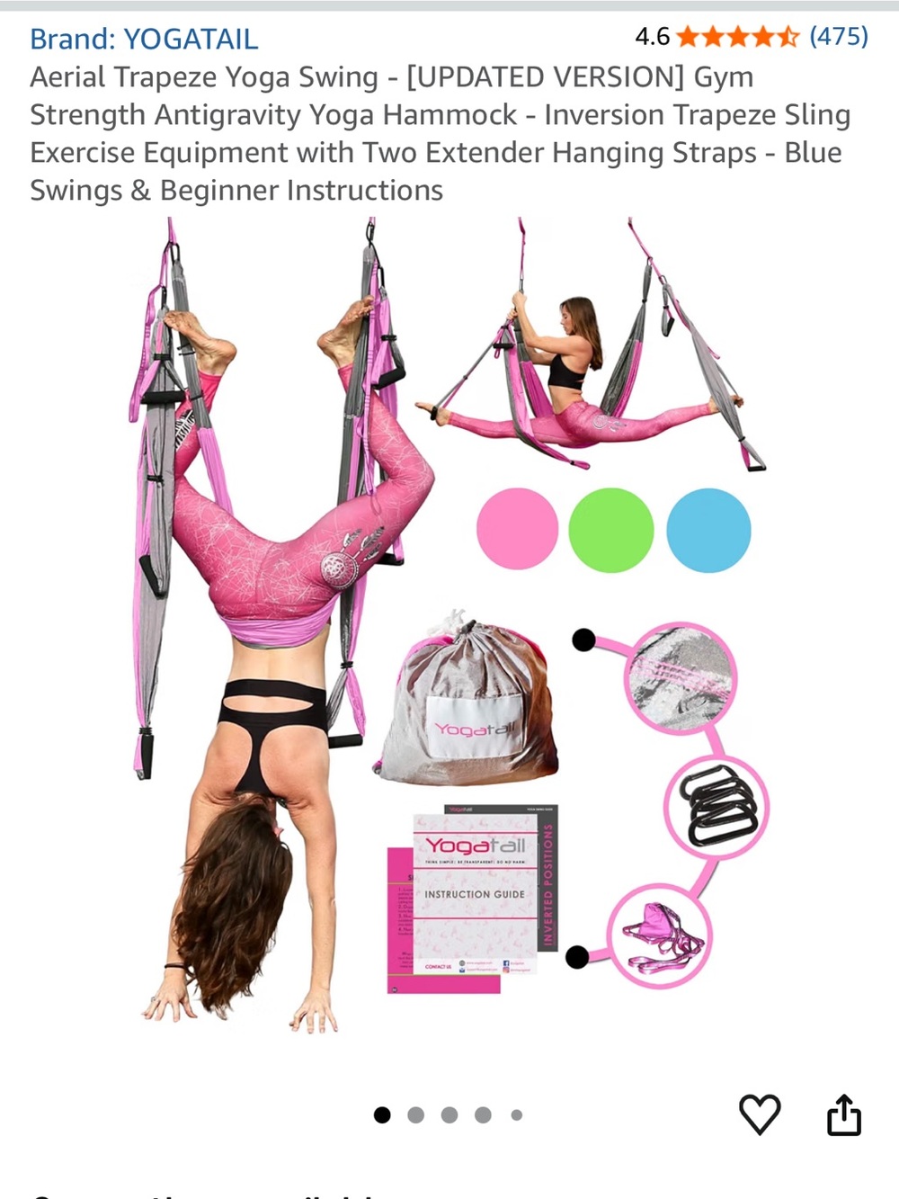 Yogatall Pink Aerial Yoga Swing Hammock